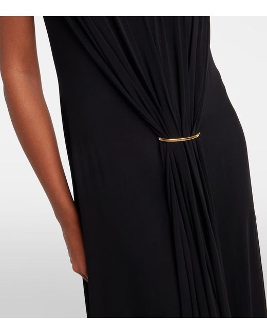 Sportmax Black Draped Maxi Dress