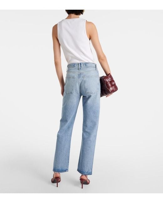 Agolde Blue 90's Pinch Waist High-Rise Straight Jeans