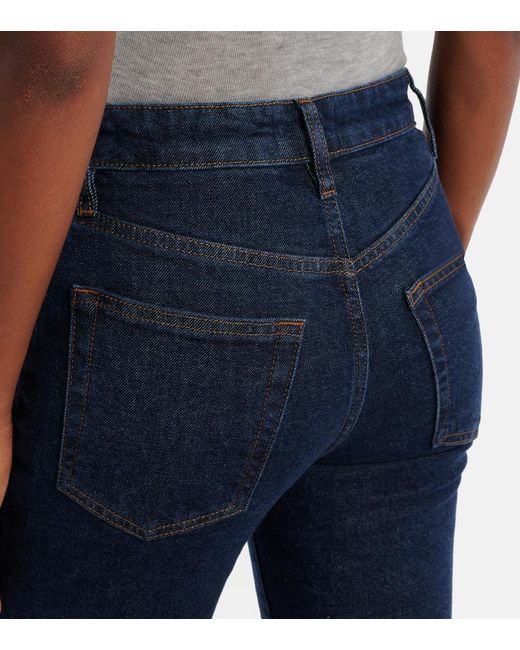 FRAME Blue Ruler Mid-Rise Straight Jeans