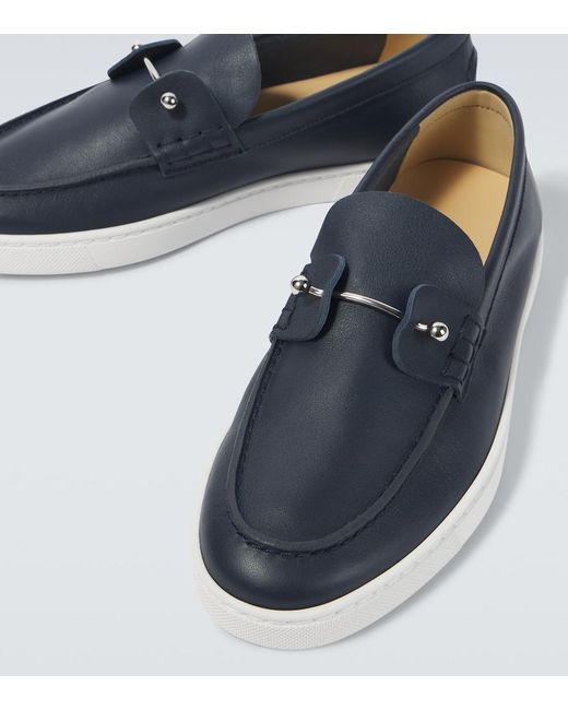 Christian Louboutin Blue Chambeliboat Suede Boat Shoes for men