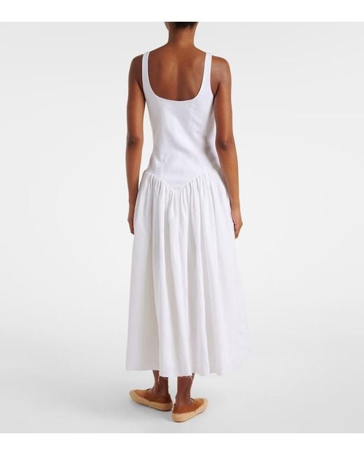 Gabriela Hearst White Naia Linen Midi Dress