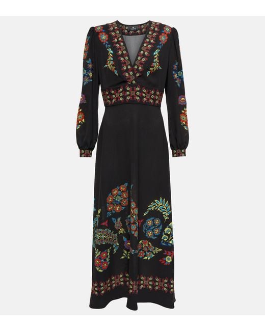 ワンピース ETRO Floral midi dress ETRO floral-print Midi Dress | Blue | FARFETCH