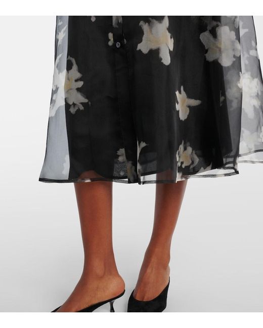 Altuzarra Black Kiera Floral Silk Midi Dress