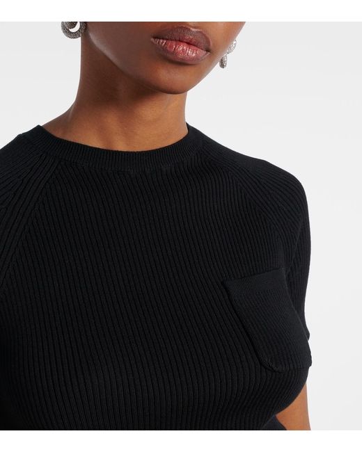 Max Mara Black Berlino Ribbed-Knit Cotton Top