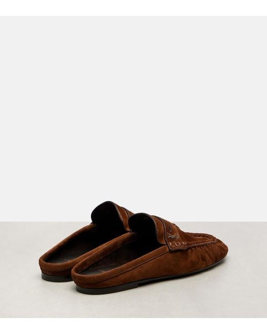 Saint Laurent Brown Le Loafer Suede Mules