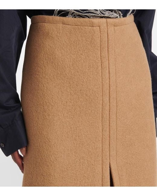 Dries Van Noten Natural Wool Midi Skirt