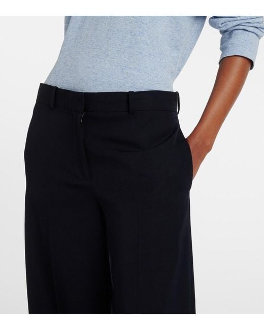 The Row Blue Dender Wool Gabardine Wide-Leg Pants