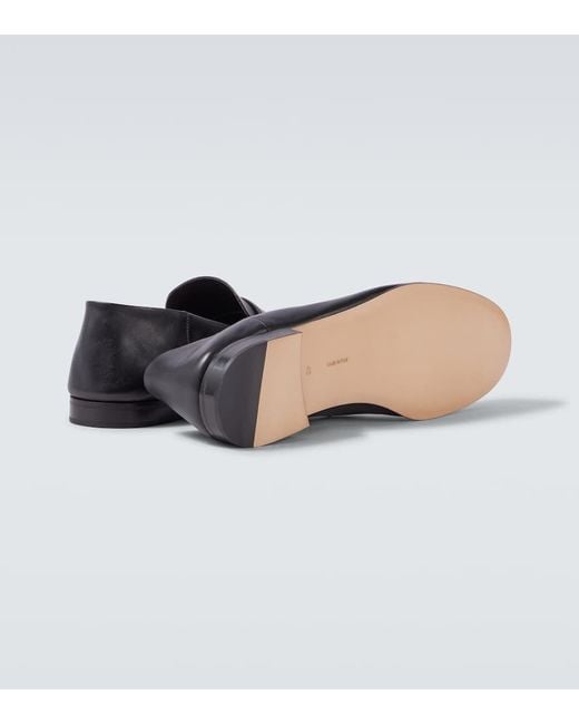 The Row Black Leather Loafers for men