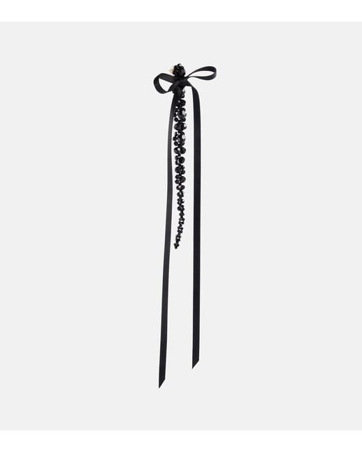 Simone Rocha Black Bow-Embellished Crystal Drop Earrings