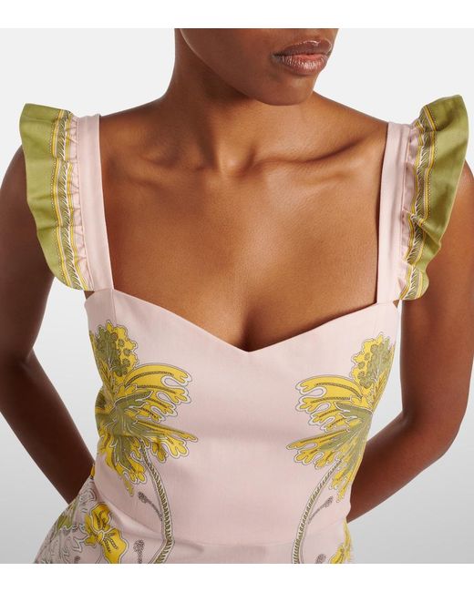 LaDoubleJ Yellow Gingerbread Printed Cotton-Blend Minidress