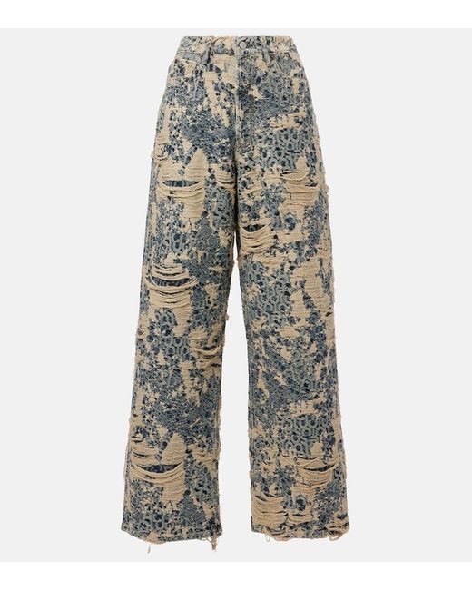 Jeans Anchos 1981 Monogram Desgastados Acne de color Blue