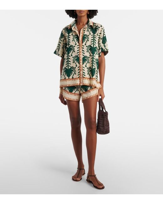 Johanna Ortiz Green Printed Cotton Shirt