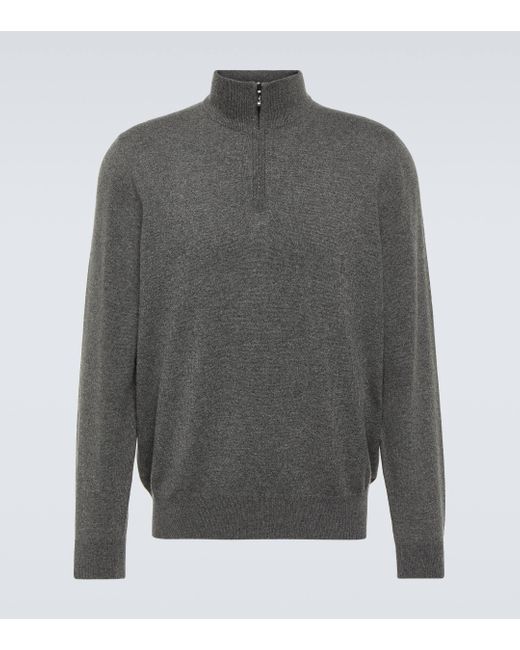 Loro Piana Gray Cashmere Half-zip Sweater for men