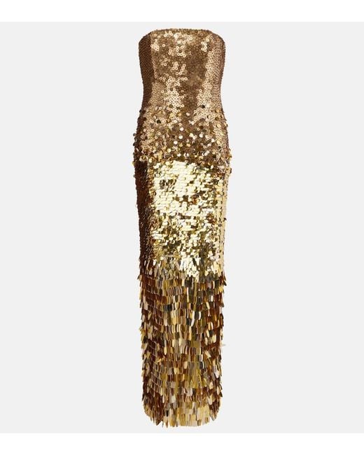 Rachel Gilbert Metallic Remy Sequined Corset Gown