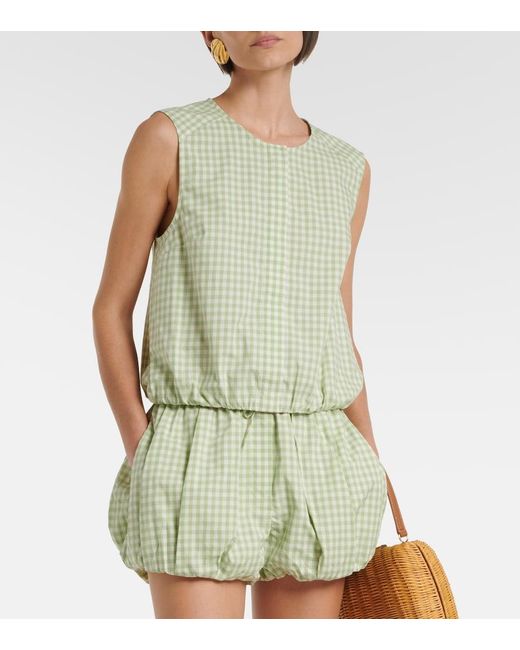 Jonathan Simkhai Green Gingham Cotton-Blend Top