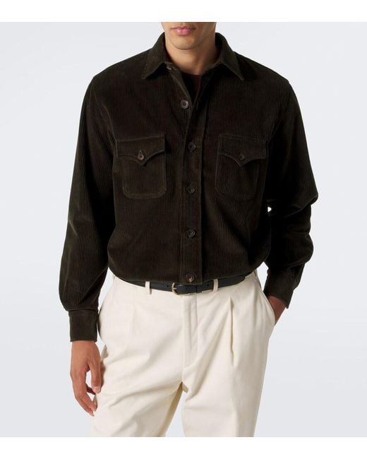 Rubinacci Black Cotton Corduroy Overshirt for men