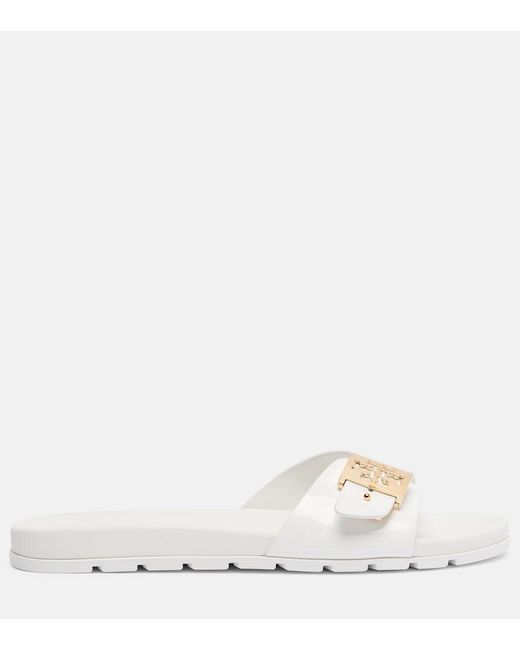 Tory Burch White Double T Slides