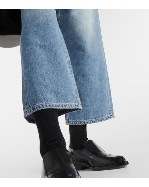Re/done Blue Mid-Rise Cropped Straight Jeans