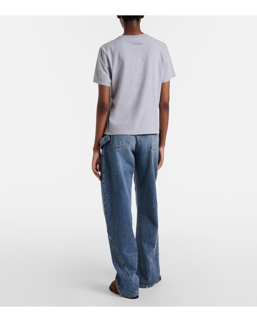 J.W. Anderson Blue Twisted Embroidered Straight Jeans