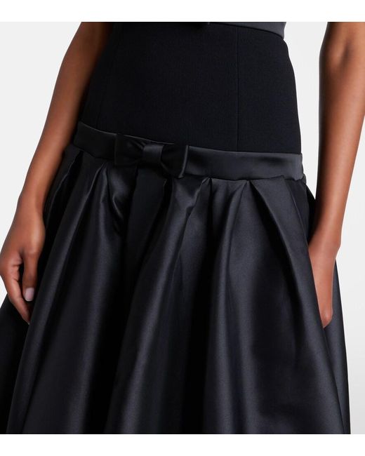 Rebecca Vallance Black Zendaya Crepe Satin-Paneled Corset Gown