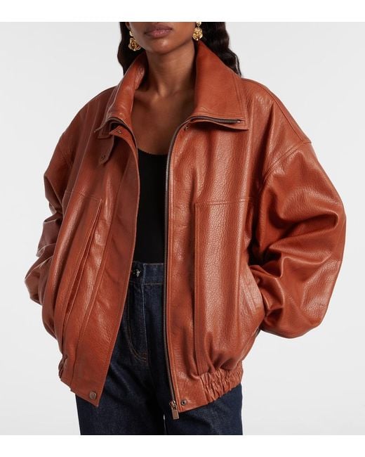 Magda Butrym Red Leather Blouson Jacket