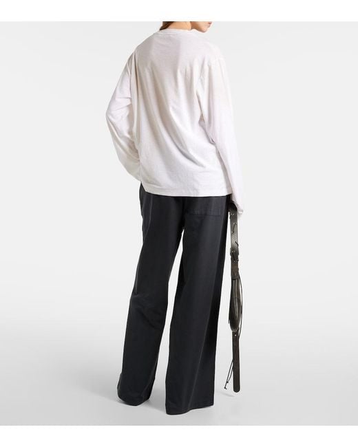 Acne White Long-Sleeve Round-Neck T-Shirt