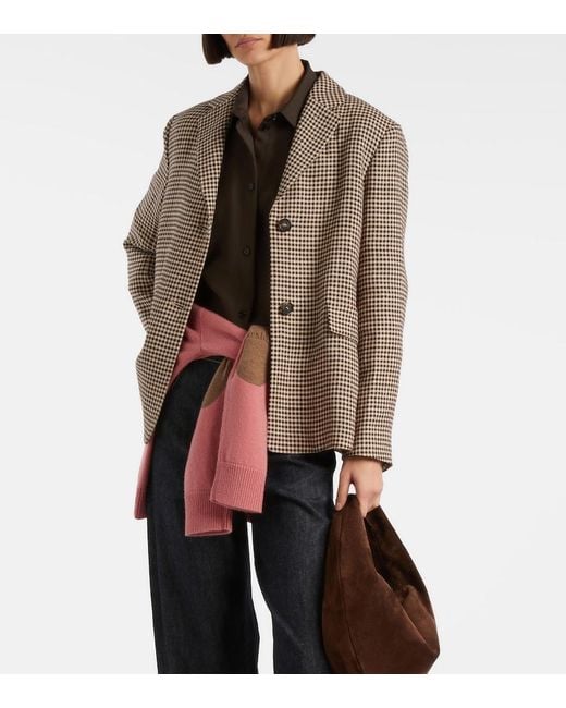 Max Mara Brown Max Mara Gita Checked Linen Blazer