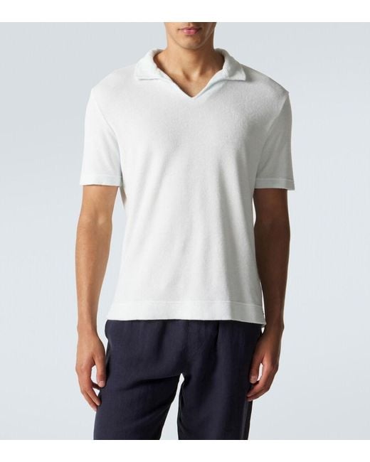 Thom Sweeney White Cotton Terry Polo Shirt for men