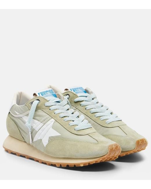 Golden Goose Deluxe Brand White Running Marathon Suede-Trimmed Sneakers