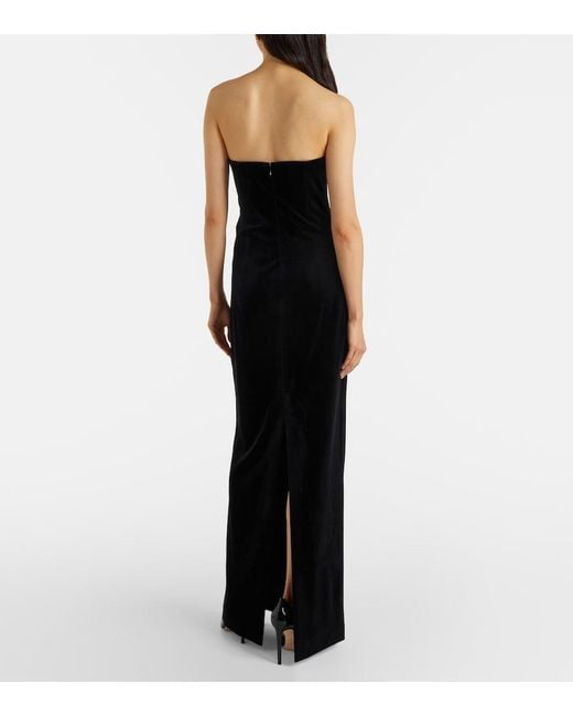 LEO LIN Black Marilyn Cutout Floral-Applique Velvet Gown