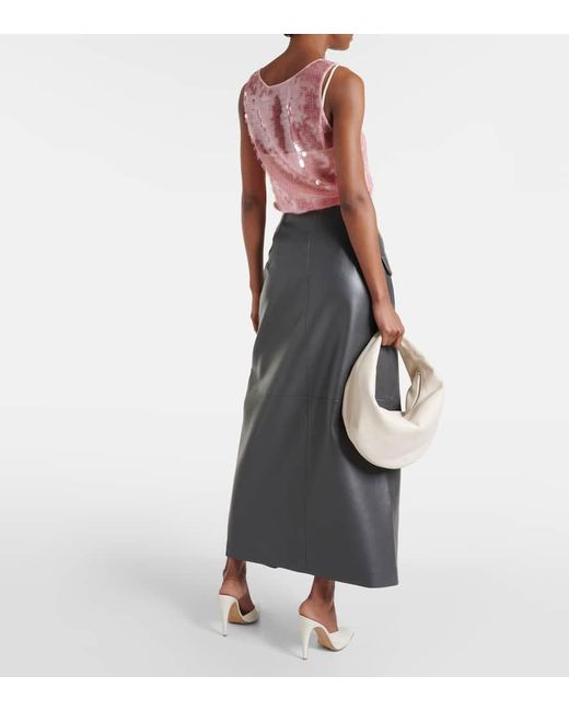 Frankie Shop Gray Nan Asymmetric Faux Leather Maxi Skirt