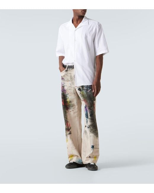 Acne White 1981 Trompe L'Oeil Canvas Cargo Pants for men