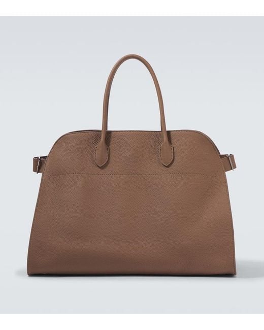 The Row Brown Margaux 17 Leather Tote Bag for men