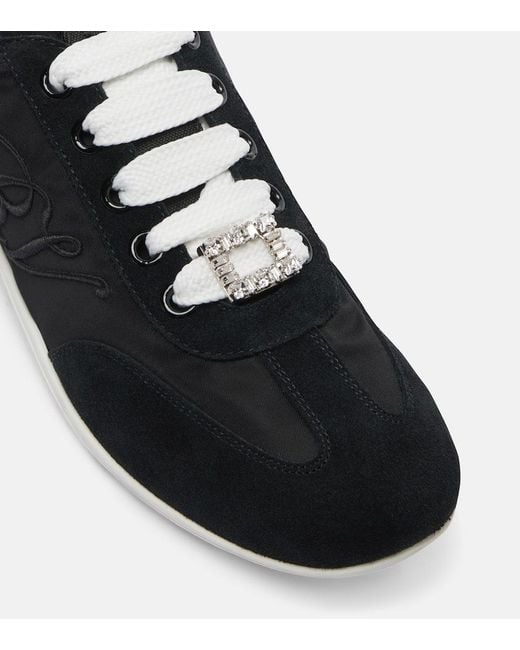 Roger Vivier Black Sneakers Viv Low Aus Satin Mit Veloursleder