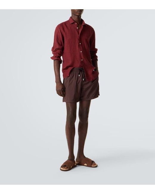 Fedeli Red Nick Linen Shirt for men