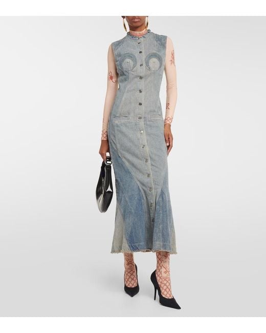 Top in jersey rigenerato a stampa di MARINE SERRE in Blue