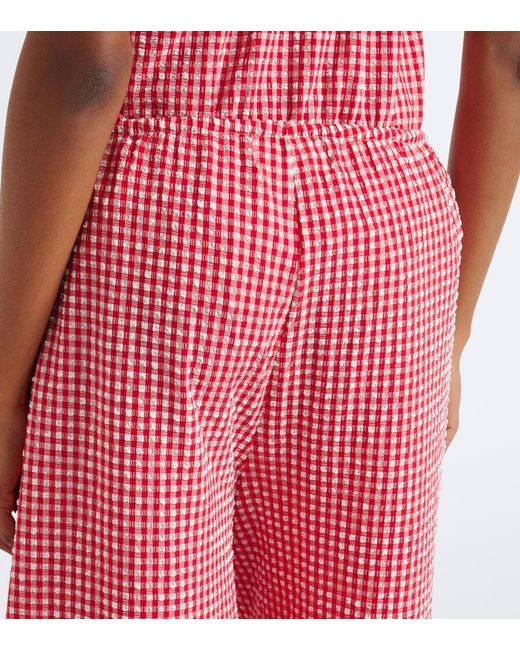 Montce Pink Gingham Seersucker Wide-Leg Pants