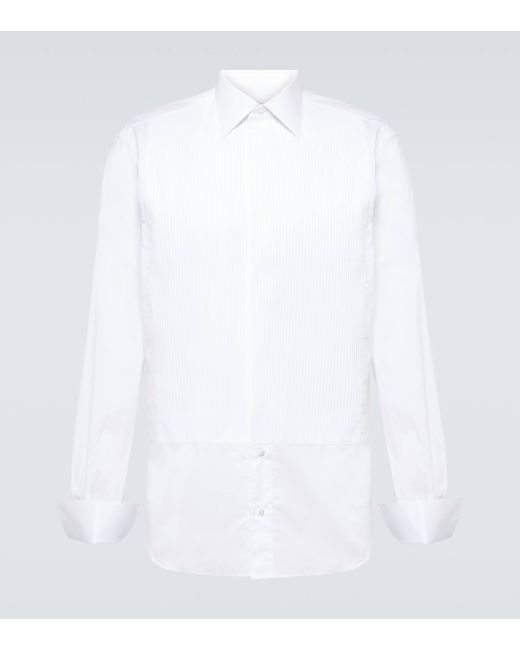 Brioni White Cotton Oxford Shirt for men