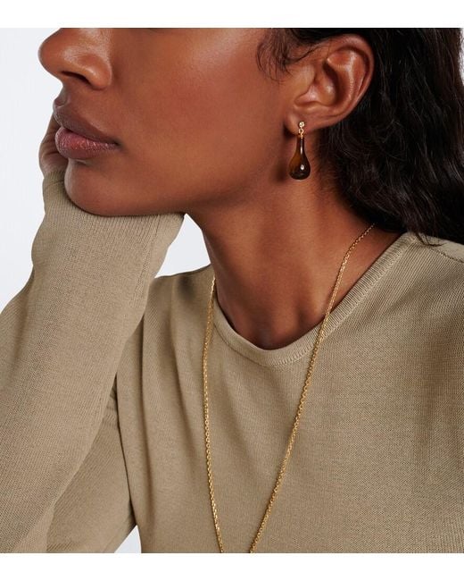 Totême White Tiger's Eye Swarovski-Embellished Drop Earrings