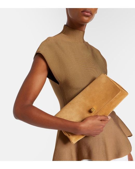 Khaite Natural Audrey Suede Clutch