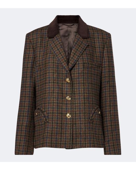 Blazé Milano Brown Amandira Shelley Checked Virgin Wool Blazer
