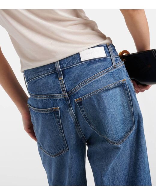 Re/done Blue High-Rise Straight Jeans Loose Crop
