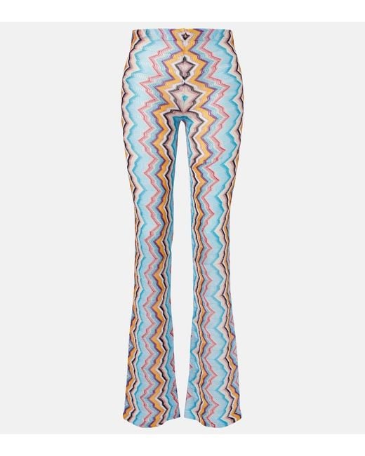Missoni Blue Zigzag High-Rise Flared Pants