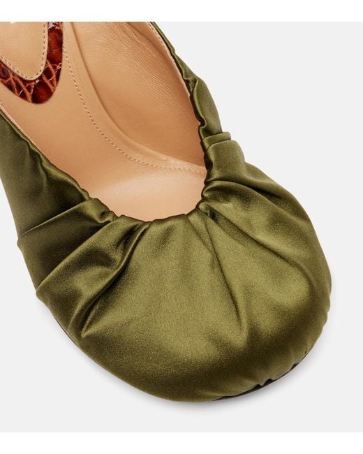 Dries Van Noten Green 90 Satin Mules