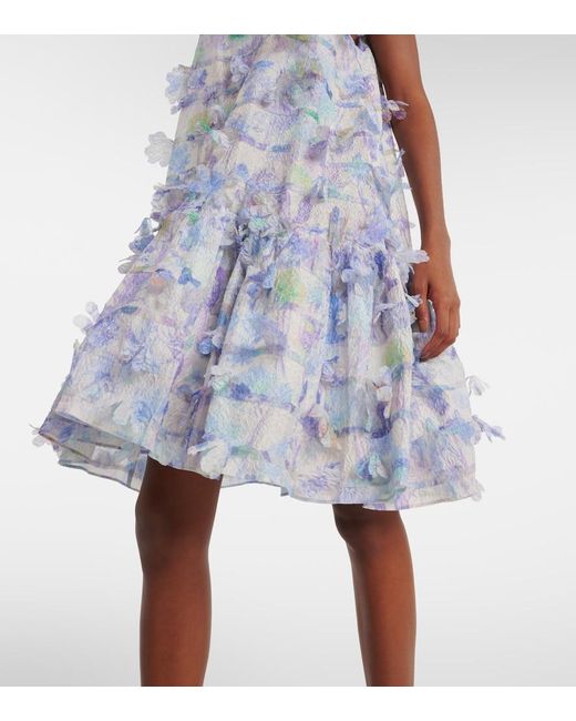 SUSAN FANG Blue Floral-Applique Minidress