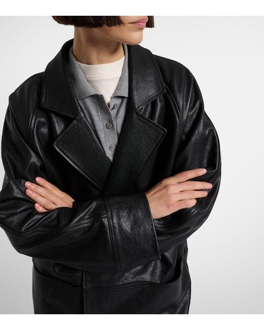 Veste Oversize En Cuir FRAME en coloris Black