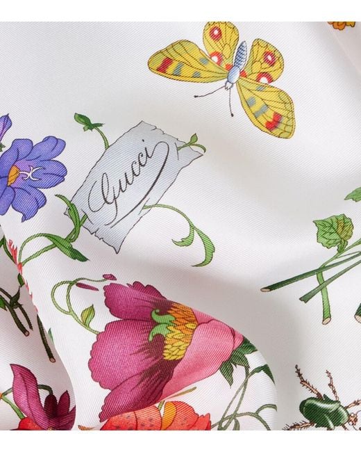 Gucci Green Flora Silk Twill Scarf