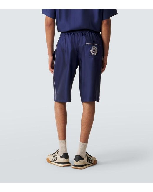 Dolce & Gabbana Blue Silk Satin Bermuda Shorts for men