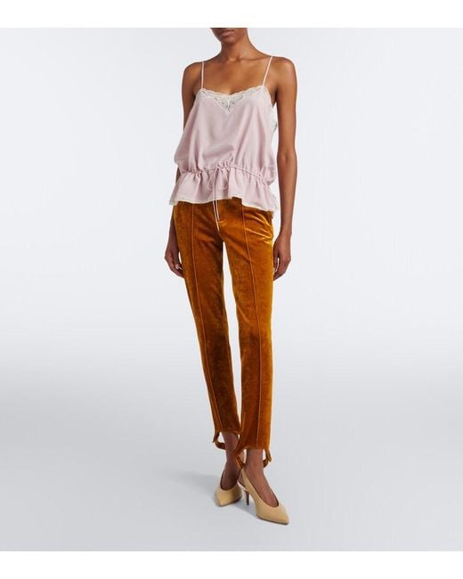 Chloé Pink Lace-Trimmed Silk Crepe De Chine Camisole