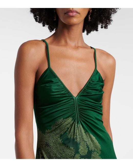 Johanna Ortiz Green Printed Jersey Midi Dress